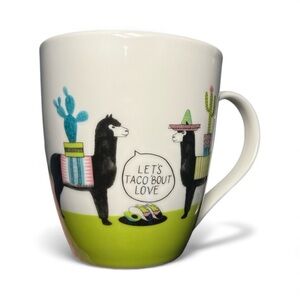 NEW Pfaltzgraff Sentiment Let's Taco 'Bout Love Llama Mug Cactus Aztec Western